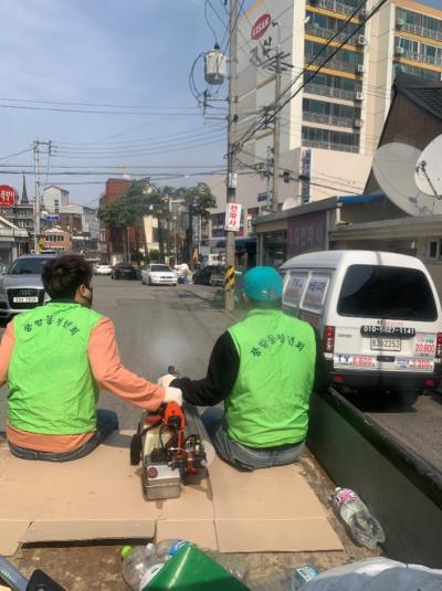 코로나19 대응 풍향청년회 등 차량 연막 분무 방역