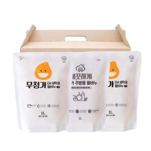 강청 비누세트(물비누, 실속비누, 순비누)